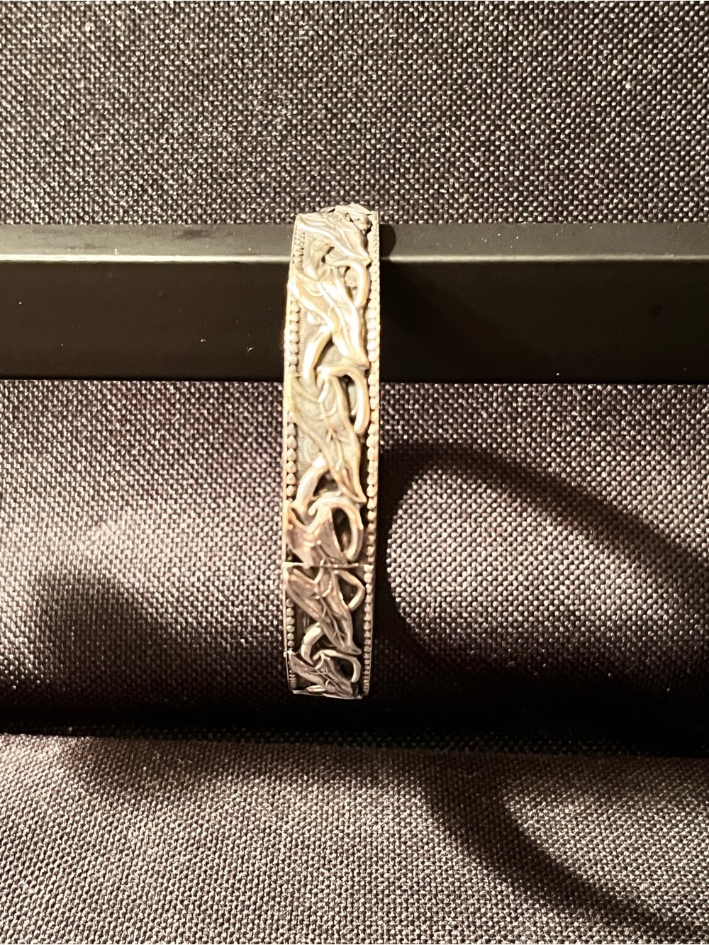 Vintage silver plate
Norse-inspired
knotwork bangle bracelet